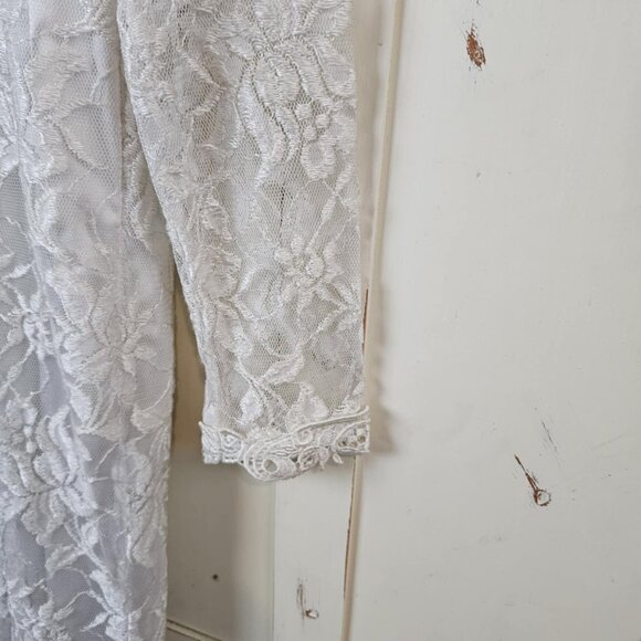 Vintage Jessica McClintock White Lace Dress – Victorian High Neck, Long Sleeve - Picture 9 of 10